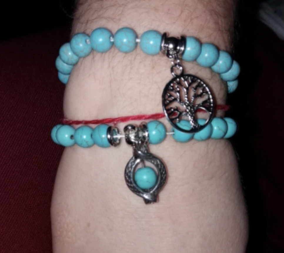 Handmade Turquoise Bracelet with “Pearl” Charm - coleculture