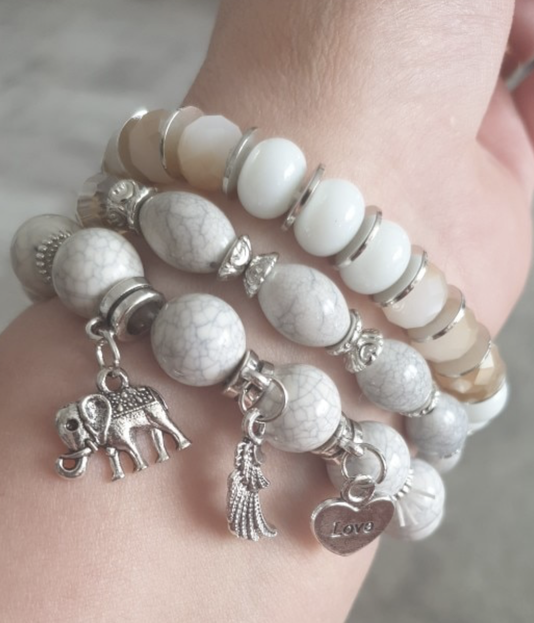 Three-piece Beaded Charm Bracelets - coleculture