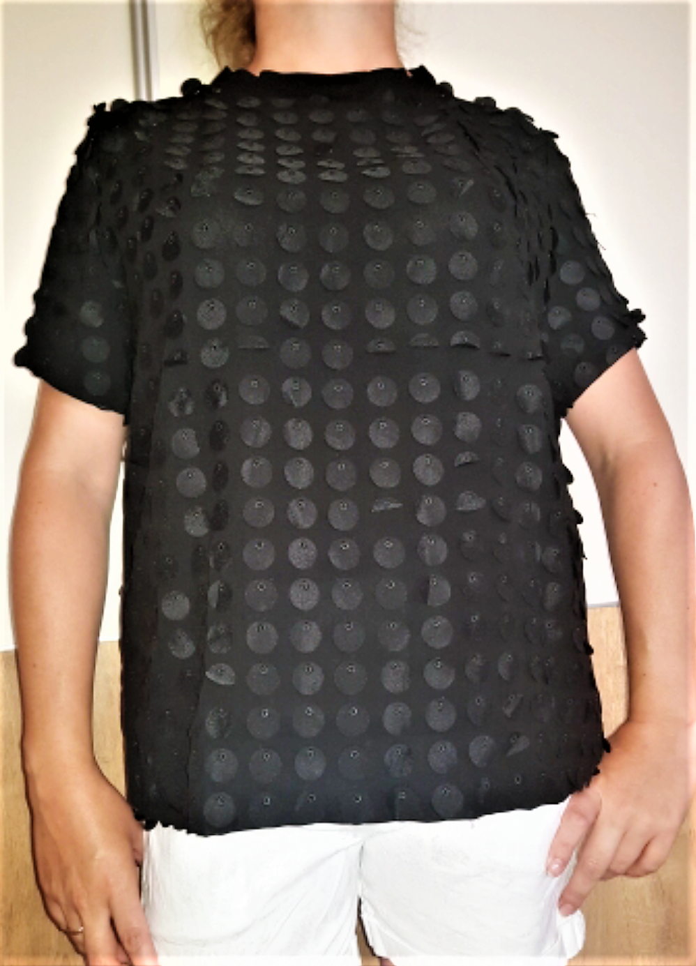 Black Laser Cut Short Sleeve T-shirt - coleculture