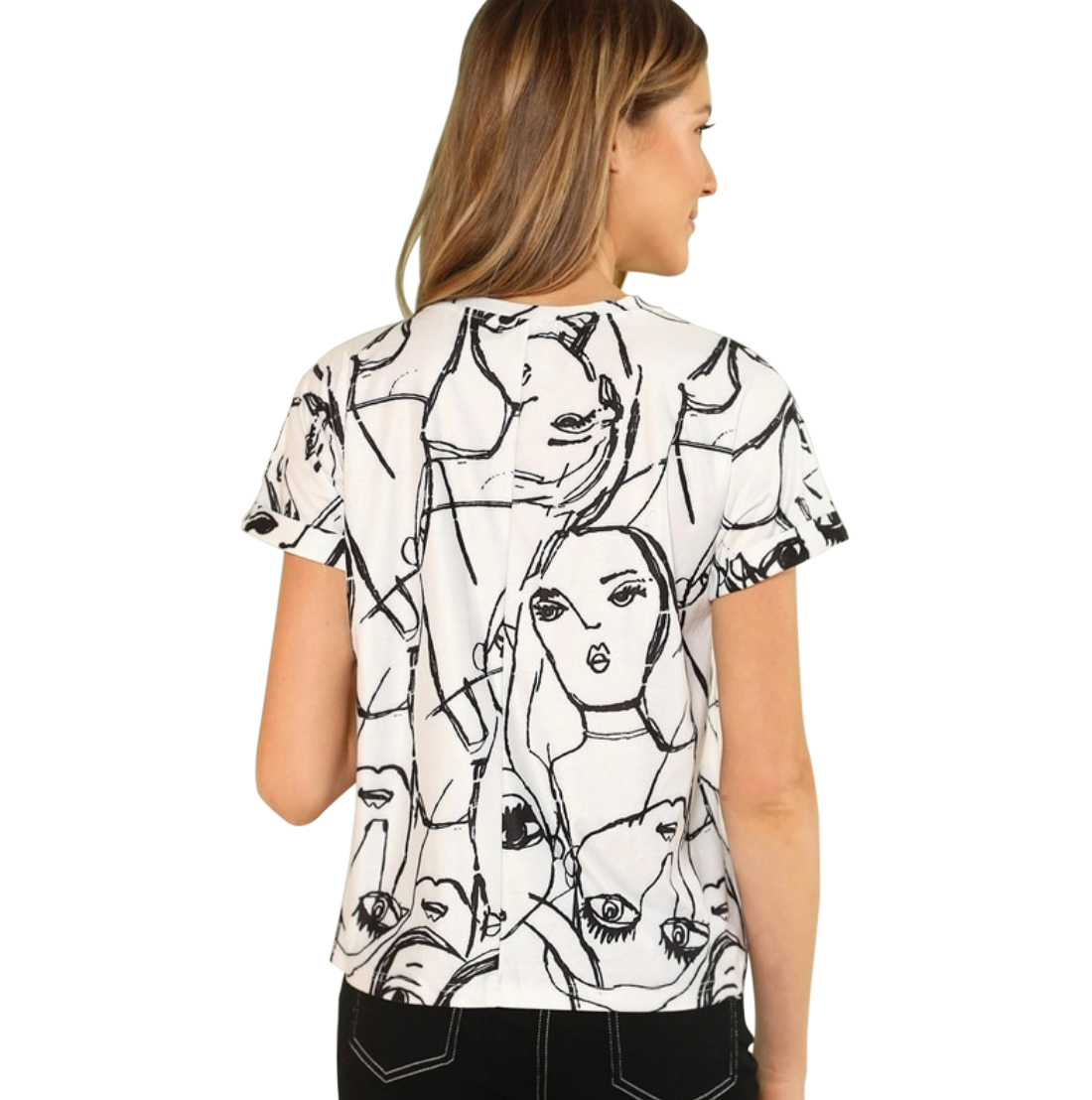 Sketched Print Loose fitting T-Shirt - coleculture