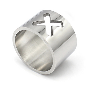 Cut-out Cross Chunky Silver Metal Ring - coleculture
