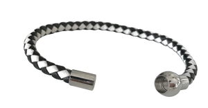 Leather Unisex Checkerboard Metal Clasp Bracelet - coleculture