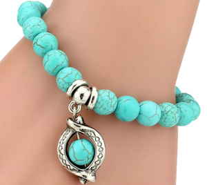 Handmade Turquoise Bracelet with “Pearl” Charm - coleculture