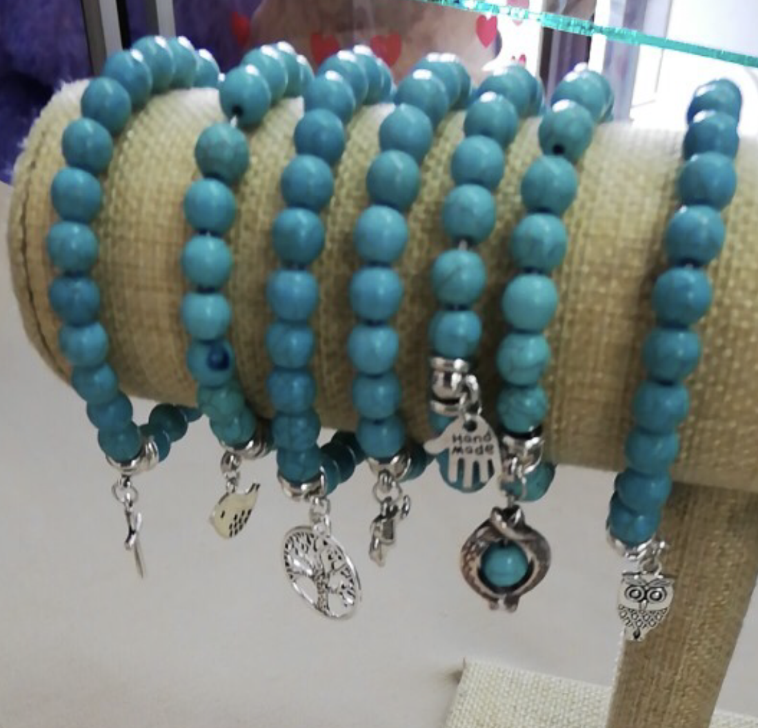 Handmade Turquoise Bracelet with “Cross” Charm - coleculture