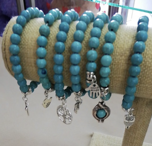 Handmade Turquoise Bracelet with “Cross” Charm - coleculture