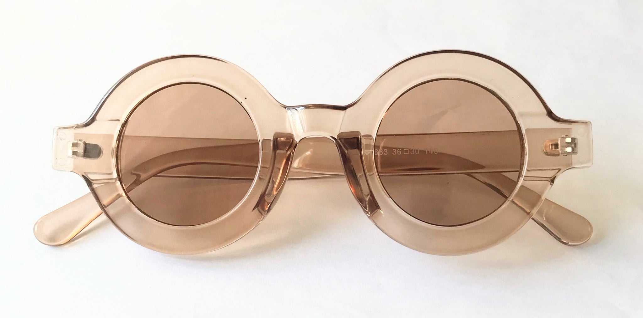 Pink Unisex Champagne Vintage Round Sunglasses
