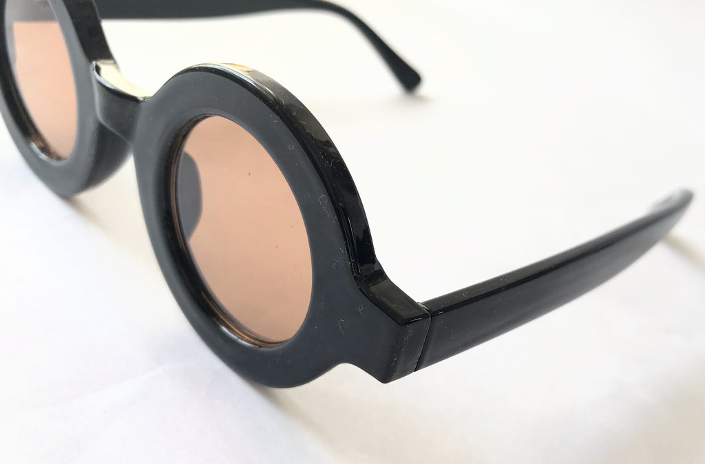 Black Unisex Round Vintage Sunglasses