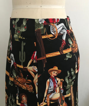 Retro Cowgirl Print Mini Skirt