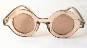 Pink Unisex Champagne Vintage Round Sunglasses