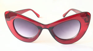 Transparent Dark Red Cat Sunglasses