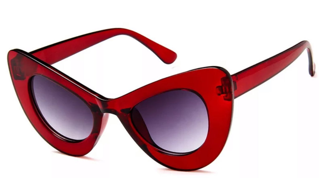 Transparent Dark Red Cat Sunglasses