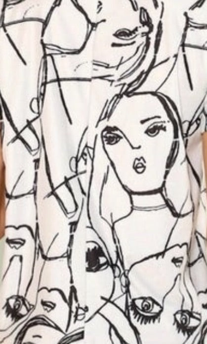 Sketched Print Loose fitting T-Shirt